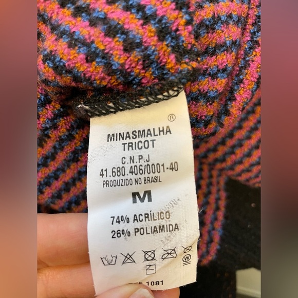 Minasmalha Brazilian multi coloured Woodstock long sleeve sweater women’s Medium - Picture 8 of 8